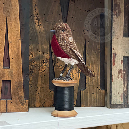 Mini robin on vintage reel