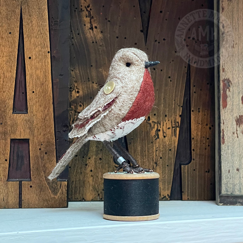 Mini robin on vintage reel