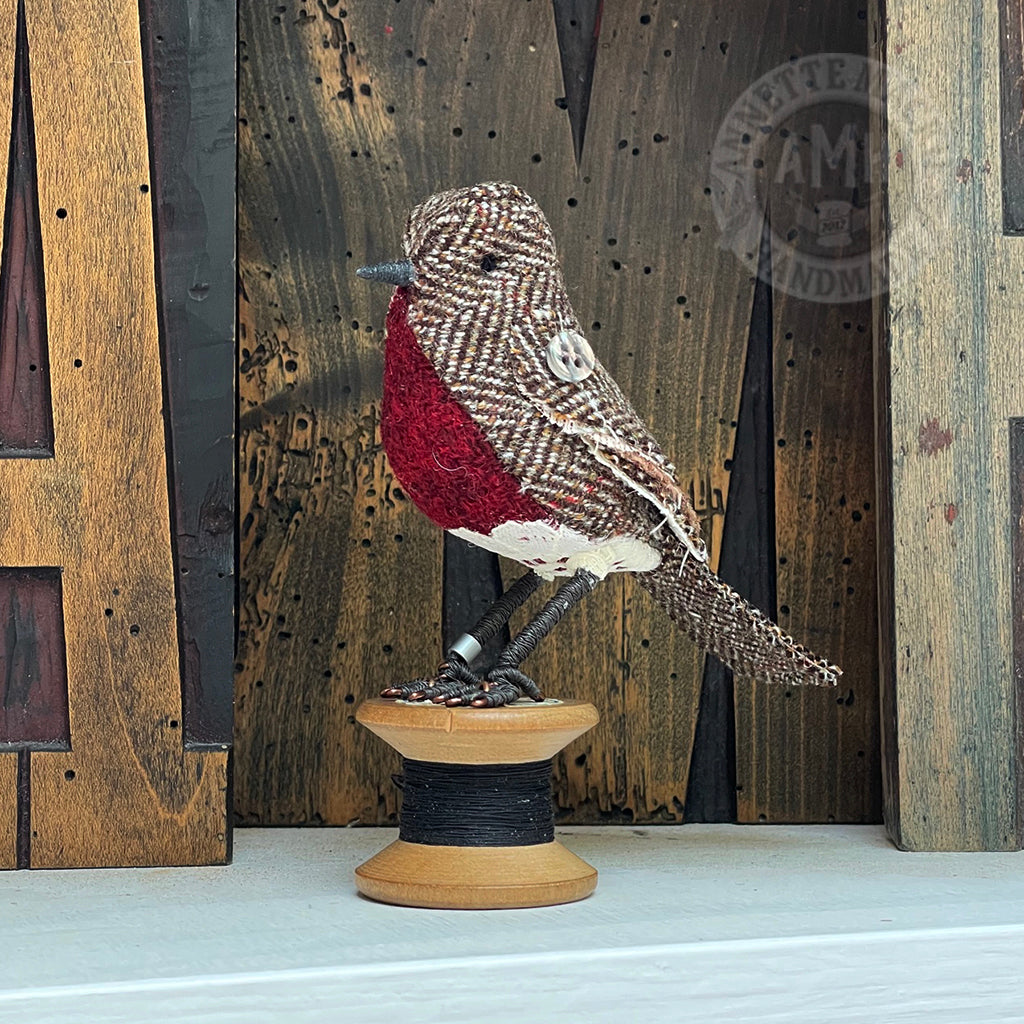 Mini robin on vintage reel