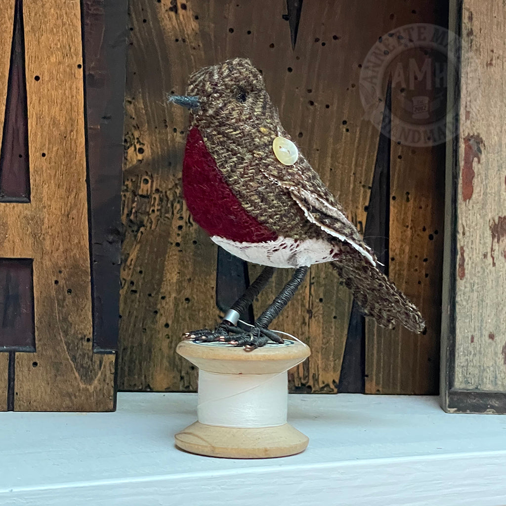 Mini robin on vintage reel