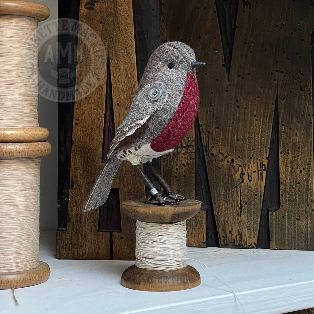 Fabric robin with Harris Tweed front